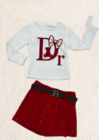 Sparkle Bear Set broekrokje rood