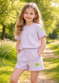 Label set korte broek Lila