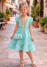 Golden lace ibiza jurk Mintgroen