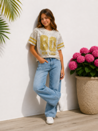 Baseball shirt met pailetten Zilver goud